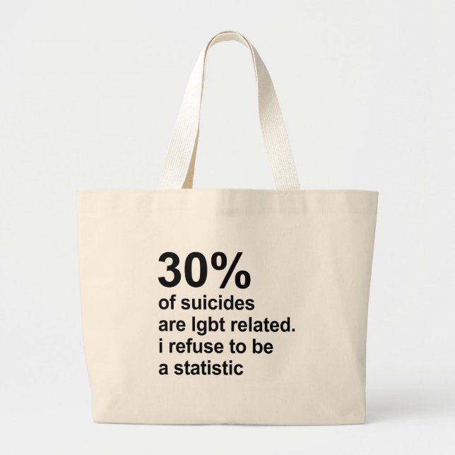 Bolso De Tela Gigante los 30% de suicidios son lgbt relacionado (Frente)