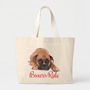 Bolso De Tela Gigante Los Boxeadores Rojos Marrón Y Cachorro Blanco Gob