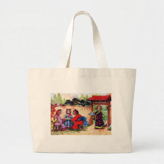 Bolso De Tela Gigante Los gatos del kimono tienen té (la imagen del