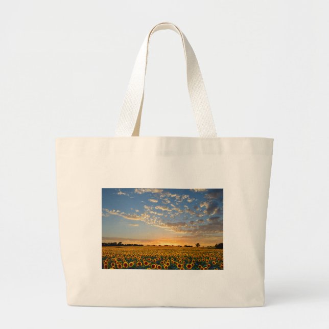 Bolso De Tela Gigante Los girasoles al atardecer (Frente)