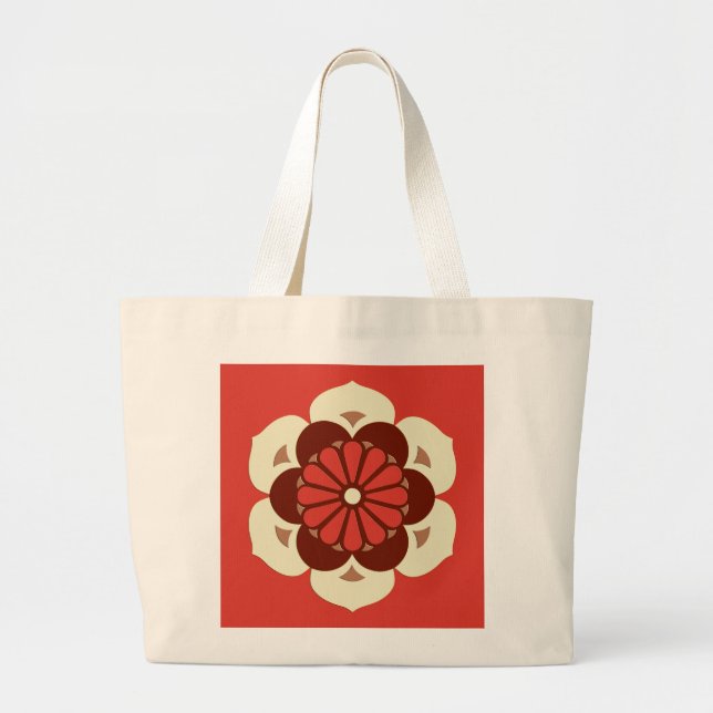 Bolso De Tela Gigante Lotus Flower Mandala, Naranja mandarín (Frente)