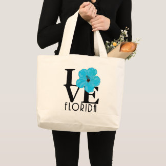 Bolso De Tela Gigante LOVE Florida Blue Hibiscus