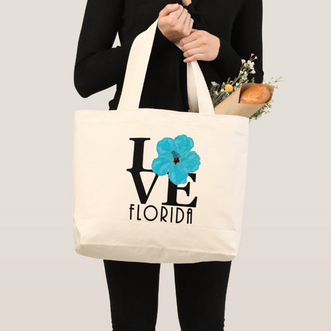Bolso De Tela Gigante LOVE Florida Blue Hibiscus (Anverso (producto))