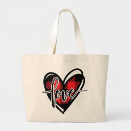 Bolso De Tela Gigante LOVE HEART Buffalo plaid