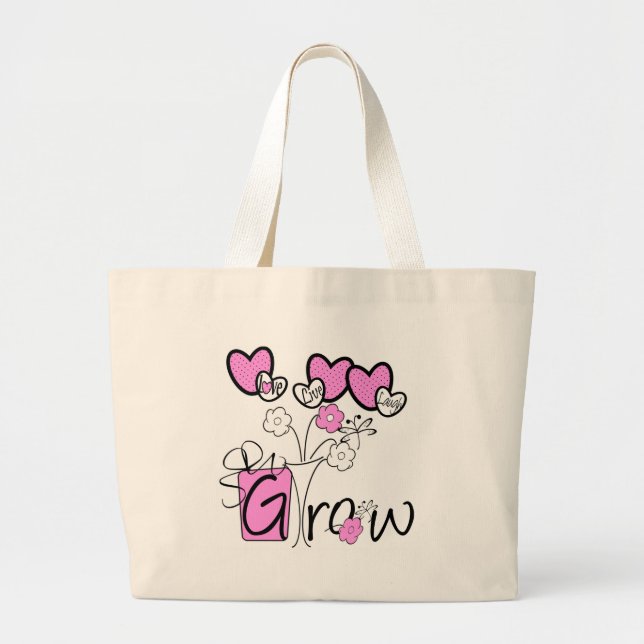 Bolso De Tela Gigante Love Live Laugh Grow (Frente)