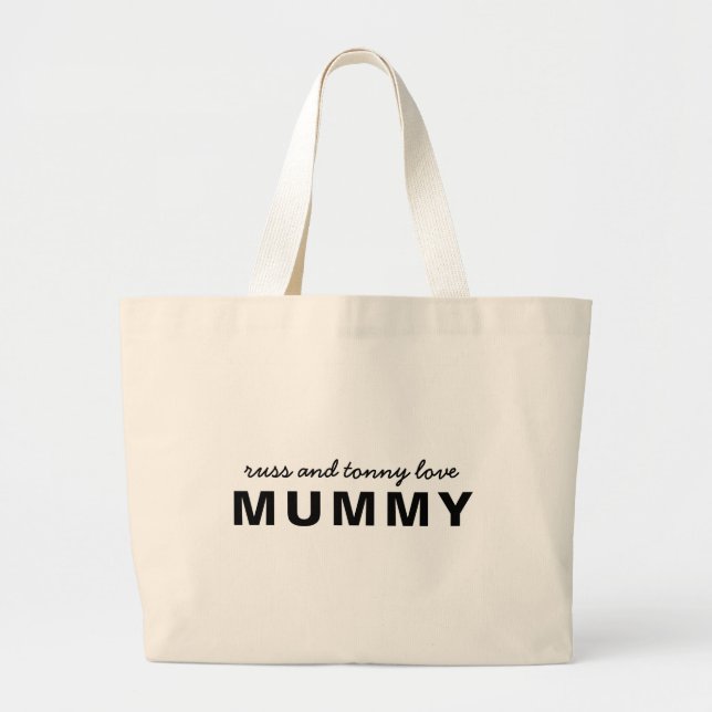 Bolso De Tela Gigante Love Mama | Modern Bold Kids Names Design (Frente)