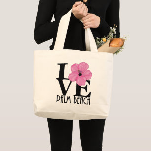Bolso De Tela Gigante LOVE Palm Beach Pink Hibiscus