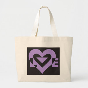 Bolso De Tela Gigante Love Purple on Black