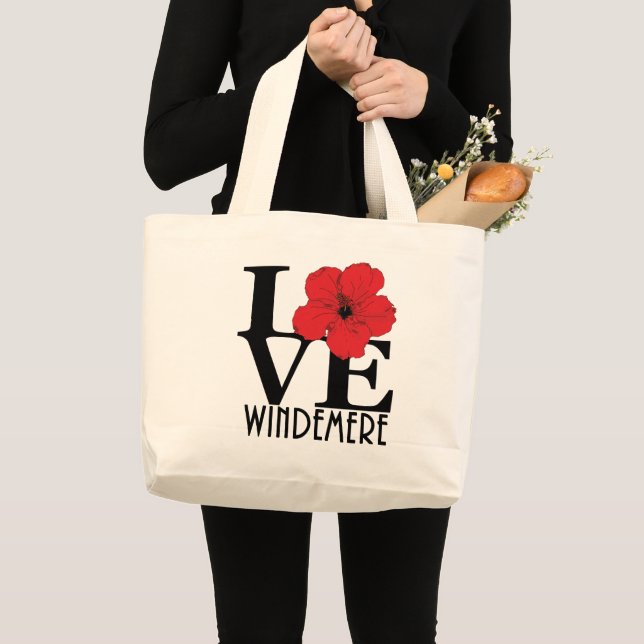 Bolso De Tela Gigante LOVE Windemere Florida Red Hibiscus (Anverso (producto))