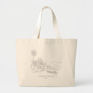 Bolso De Tela Gigante Luang Prabang Laos Arte de Línea Minimalista