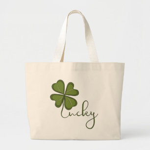 Bolso De Tela Gigante Lucky Four Leaf Clover
