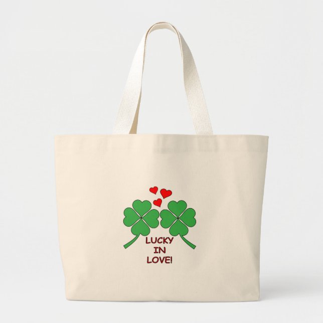 Bolso De Tela Gigante Lucky In Love Hearts Clover (Frente)
