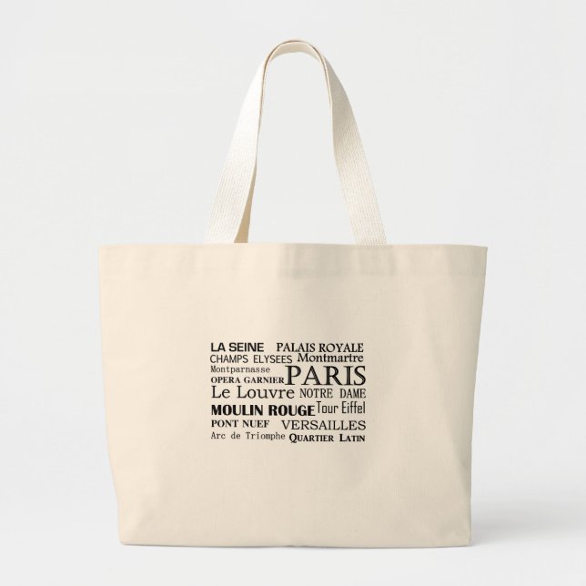 Bolso De Tela Gigante Lugares y tote franceses de los destinos (Frente)