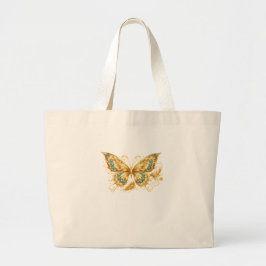 Bolso De Tela Gigante Luxury Gold Butterfly – Elegant Turquoise Accent