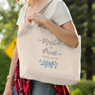 Bolso De Tela Gigante Madre azul de la novia floral personalizada