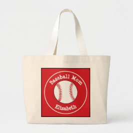 Bolso De Tela Gigante Madre clásica de béisbol, roja blanca personalizad