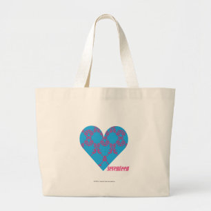 Bolso De Tela Gigante Magenta-Aguamarina 3 del damasco