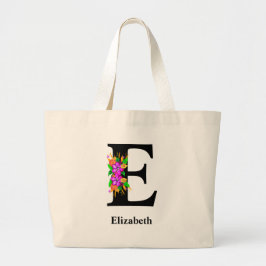 Bolso De Tela Gigante Magia negrita Floral Editable Monogramado