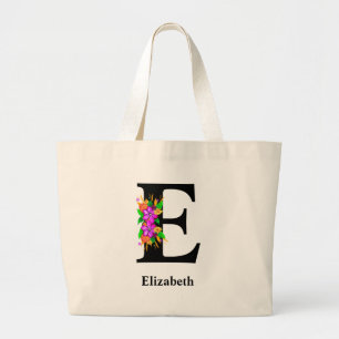 Bolso De Tela Gigante Magia negrita Floral Editable Monogramado 