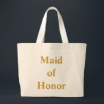 Bolso De Tela Gigante Maid of Honor Gold<br><div class="desc">Este nombre personalizado monograma lindo mochila vintage es la mejor idea de regalo para la criada y las sirvientas de honor en los bodas.</div>