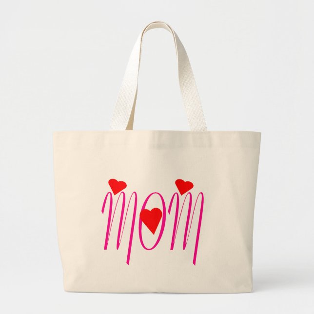 Bolso De Tela Gigante Mamá con corazones rojos (Frente)