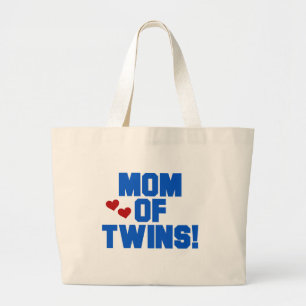 Bolso De Tela Gigante Mamá de camisetas de texto y regalos gemelos-azule
