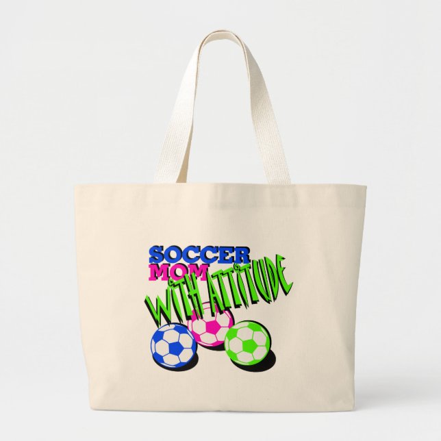Bolso De Tela Gigante Mamá de fútbol con actitud (Frente)
