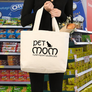 Bolso De Tela Gigante Mamá Gato Amante de Mascotas Personalizada Cita de