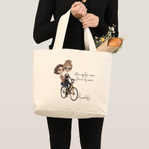 Bolso De Tela Gigante Mamá/hija en bicicleta dibujando ‘Mamá Guay’
