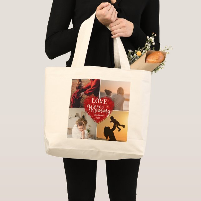 Bolso De Tela Gigante Mamá Personalizado Día de la Madre 3 Collage de fo (Anverso (producto))
