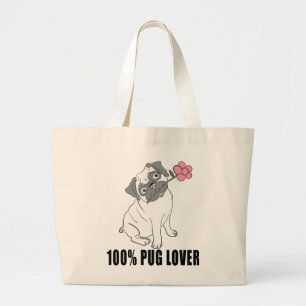 Bolso De Tela Gigante Mamá Pug Cachorro Perro Papá Pug Cachorros Amante