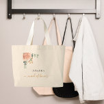 Bolso De Tela Gigante Manada de honor rosa oro floral eucalipto verde<br><div class="desc">Un fondo blanco moda. Decorada con un oro rosa, floral rosa rosa, floral (rosa) y hojas de eucalipto de color verde acuático y verde, brotes, vegetación y una falsa primavera dorada. Personalice y añada el nombre de la doncella de honor. Letras negras y doradas. Con el texto: criada de honor...</div>