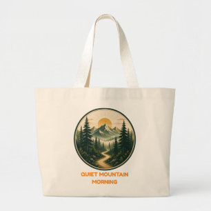 Bolso De Tela Gigante Mañana de montaña tranquila Bosque vintage al am