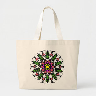 Bolso De Tela Gigante Mandalá floral vibrante