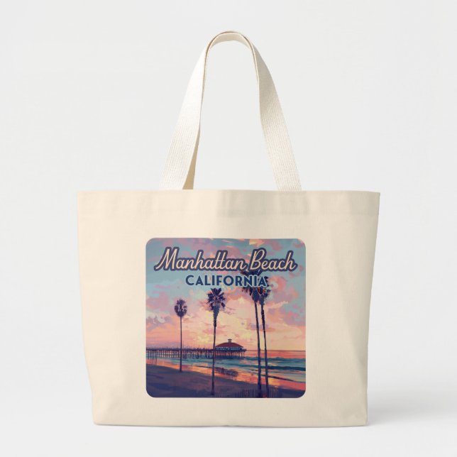 Bolso De Tela Gigante Manhattan Beach California Los Angeles Retro (Frente)