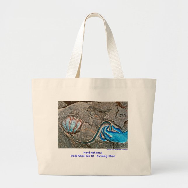 Bolso De Tela Gigante Mano con Lotus/bolso (Frente)