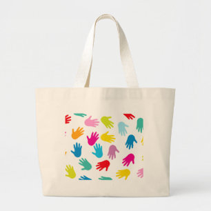Bolso De Tela Gigante Manos multicolores