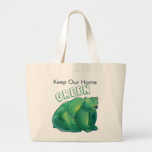 Bolso De Tela Gigante Mantenga nuestro oso redondo verde en casa