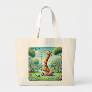 Bolso De Tela Gigante Manténgase tranquilo, estire todo - Giraffe Yoga D