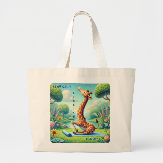Bolso De Tela Gigante Manténgase tranquilo, estire todo - Giraffe Yoga D (Frente)