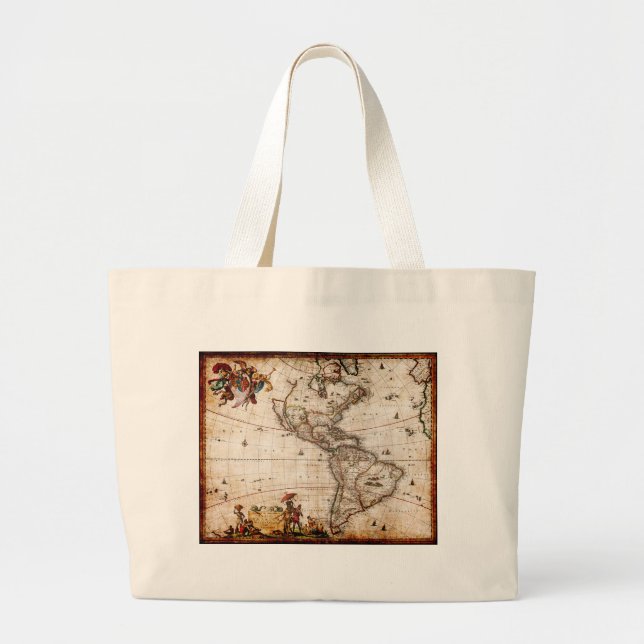 Bolso De Tela Gigante Mapa antiguo de Continente América (Frente)