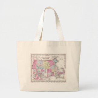 Bolso De Tela Gigante Mapa antiguo de Massachusetts y Rhode Island (1855