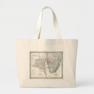Bolso De Tela Gigante Mapa Antiguo de Savannah y Charleston (1855)