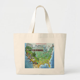 Bolso De Tela Gigante Mapa de EE.UU. de California