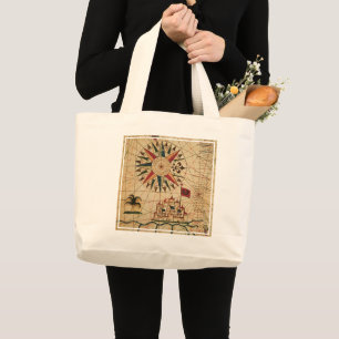 Bolso De Tela Gigante Mapa de la carta el de Portolan de El Cairo,