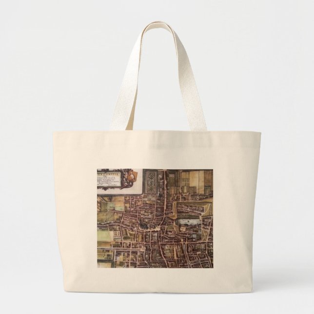 Bolso De Tela Gigante Mapa de la ciudad de Réplica de La Haya 1649 (Frente)