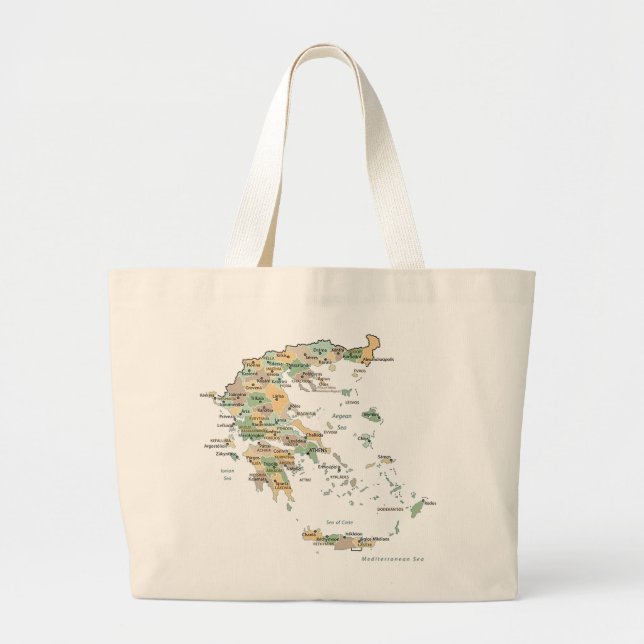 Bolso De Tela Gigante Mapa de las Islas Griegas  (Frente)