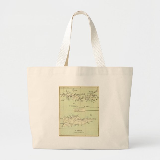 Bolso De Tela Gigante Mapa de las Islas Vírgenes (1853) (Frente)
