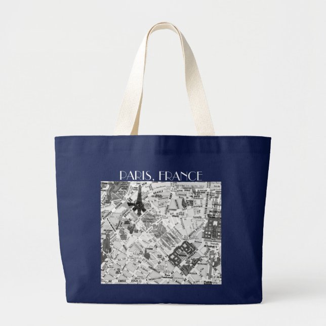 Bolso De Tela Gigante mapa de París (Frente)