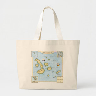 Bolso De Tela Gigante Mapa del archipiélago de Galápagos con veleros y A